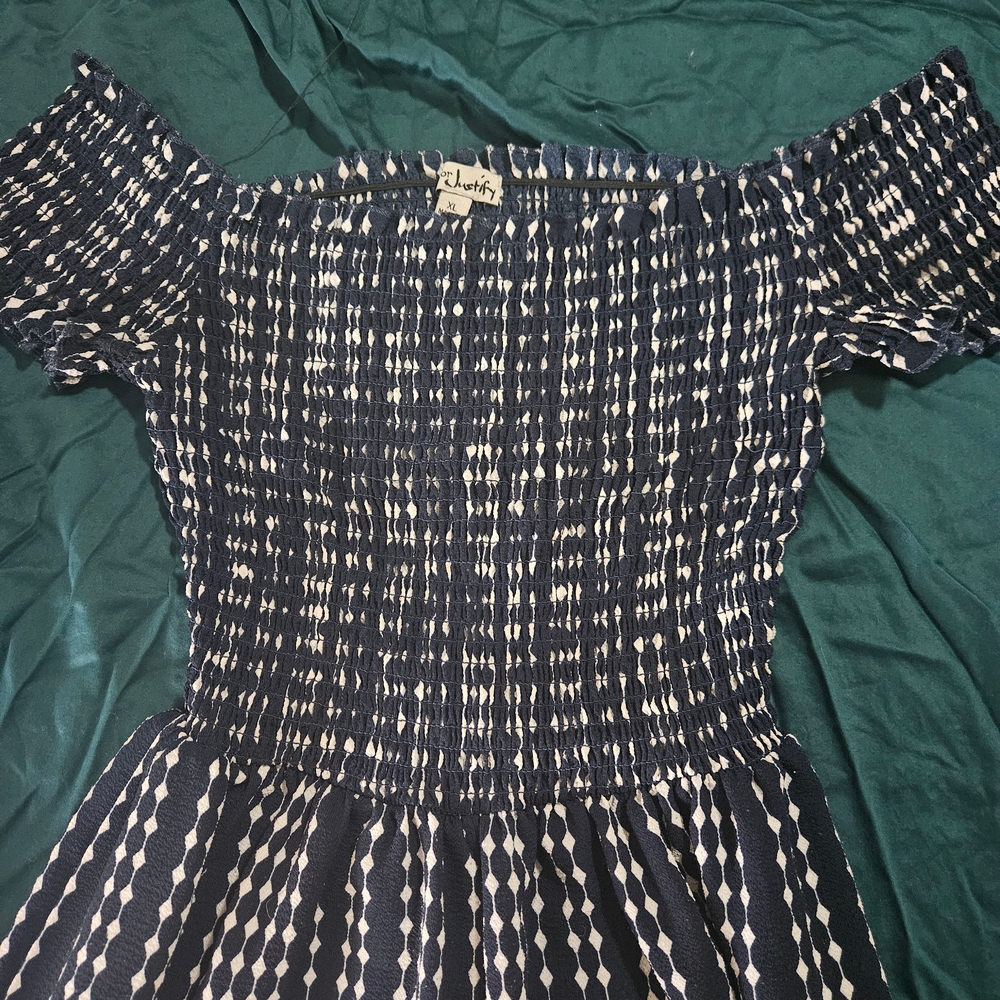 Justify Navy and White Smocked Dress
